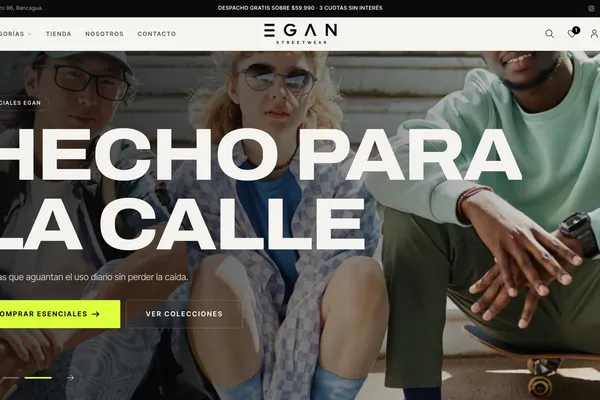 Sitio web eganstreetwear.cl