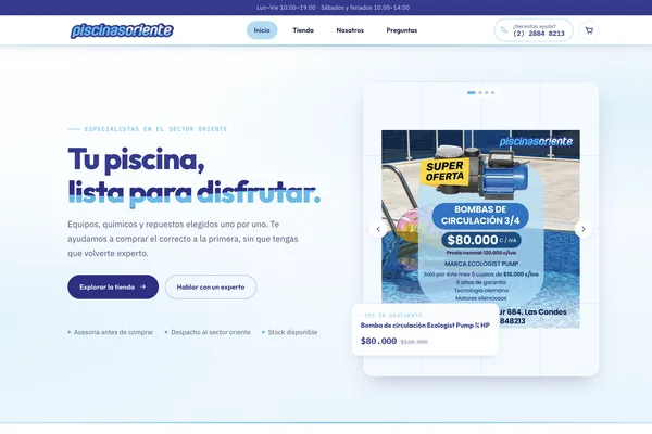 Sitio web de piscinasoriente.cl