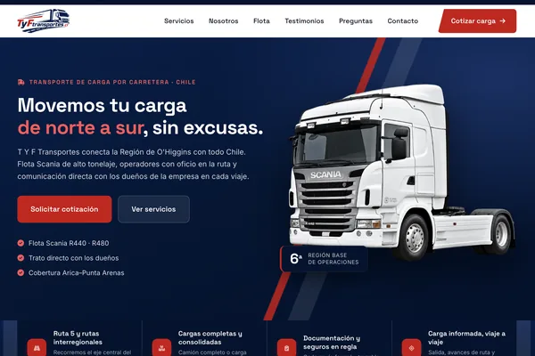 Sitio web tyftransportes.cl